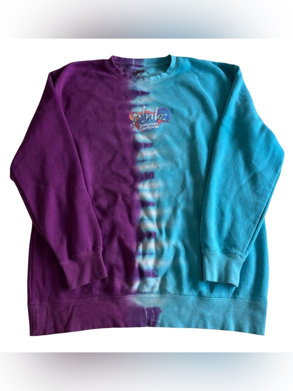 P!nk Pink Summer Carnival 2024 Tour Tie Dye Crewneck Sweatshirt Adult Size XL